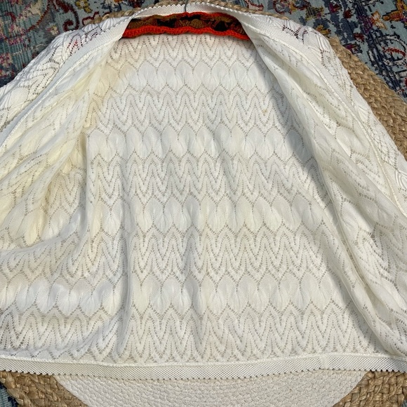 Cardigan Sweater Vintage Crochet Vienna Lace Open Sheer Mesh Top B1 - Picture 10 of 16
